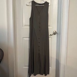 Gap olive A-line button-down dress.
